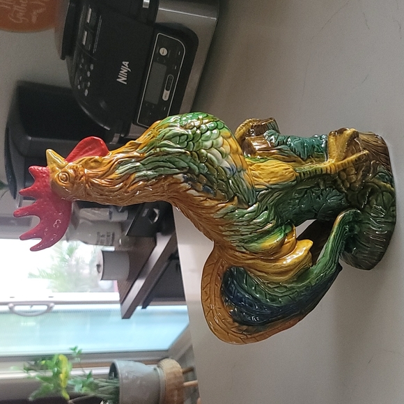 Vintage Majolica Rooster Statue - Picture 3 of 7